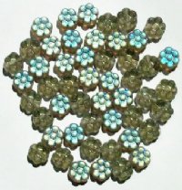 50 8mm Transparent Matte Black Diamond AB Flower Beads